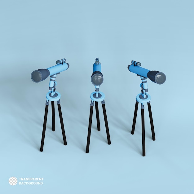 Free PSD telescope icon isolated 3d render illustration