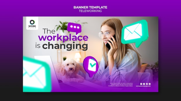 Free PSD teleworking banner design template