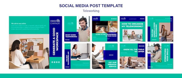 Free PSD teleworking social media post template