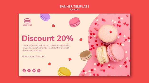 Free PSD template for banner with macarons