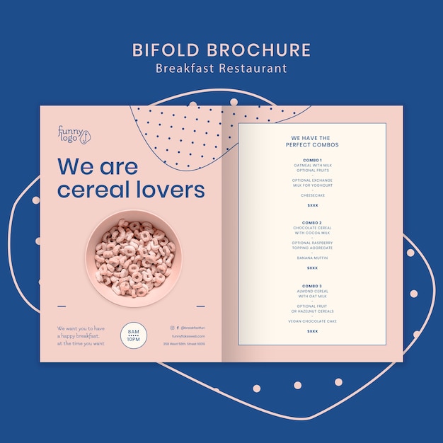 Free PSD template concept for restaurant bifold brochure