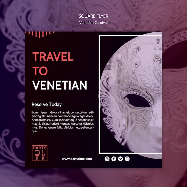 Free PSD template design for ventian carnival