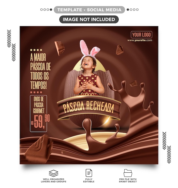 Free PSD template social media feed easter stuffed