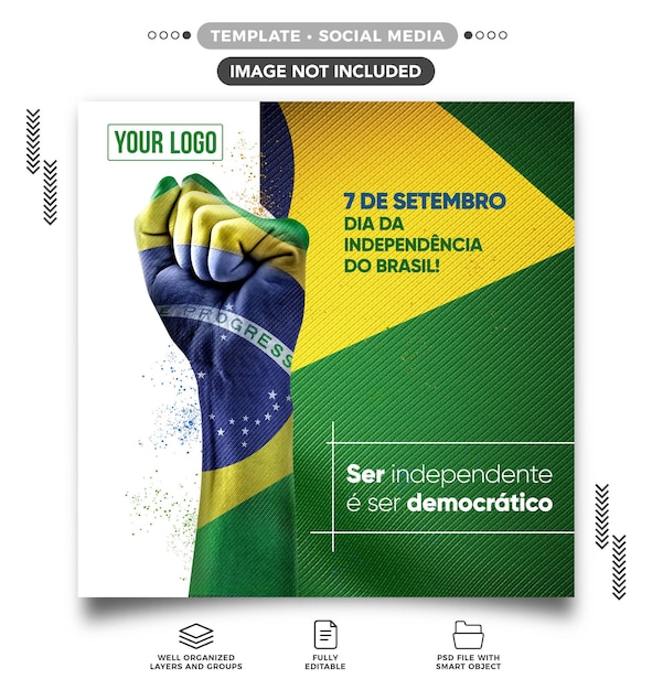 Free PSD template social media feed independence from brazil