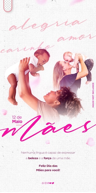 Free PSD template social media happy mothers day mothers campaign in brazil in portuguese dia das maes