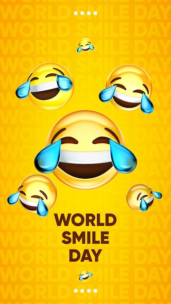 Free PSD template stories world smile day crying with laughter