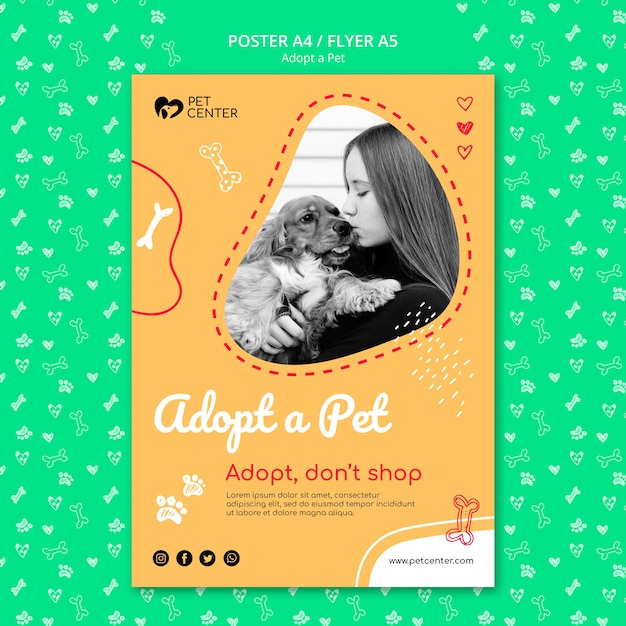 Free PSD template with adopt a pet poster concept