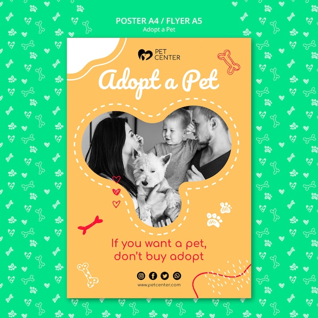 Free PSD template with adopt a pet poster design