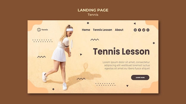 Free PSD tennis concept landing page style