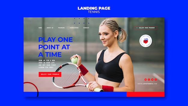 Tennis concept landing page template