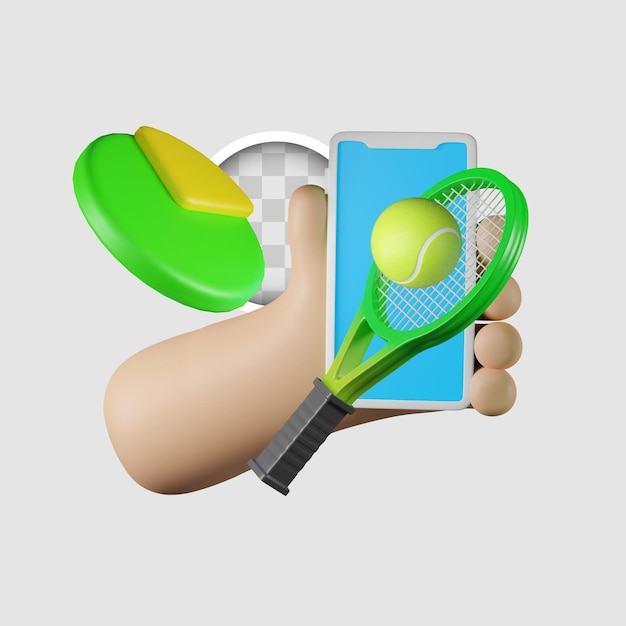 Free PSD tennis icon in 3d illustration