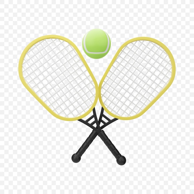 Tennis racket and ball sports equipment icon Isolated 3d render Illustration