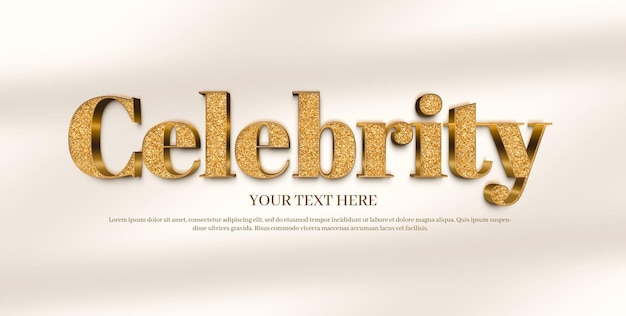 Free PSD text banner with for celebrity with golden word and glitter