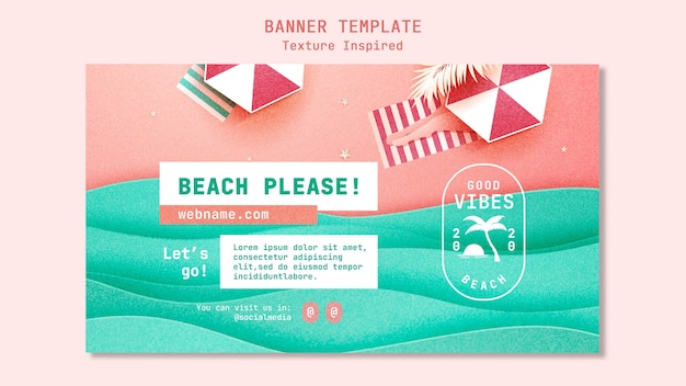 Free PSD textured beach banner template