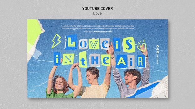 Free PSD textured love youtube cover