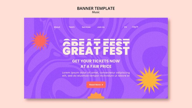 Textured music festival horizontal banner template