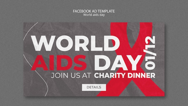 Free PSD textured world aids day facebook template