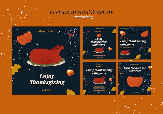 Free PSD thanksgiving celebration instagram post set