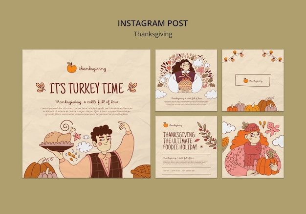 Free PSD thanksgiving celebration instagram posts