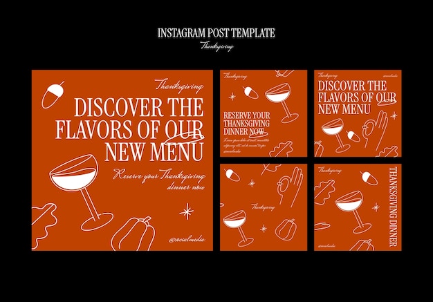 Free PSD thanksgiving celebration  instagram posts