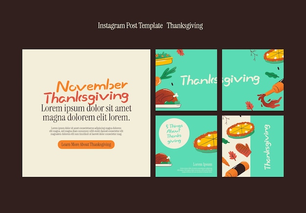 Free PSD thanksgiving celebration  instagram posts