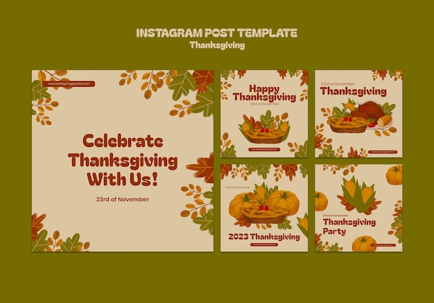 Free PSD thanksgiving celebration  instagram posts