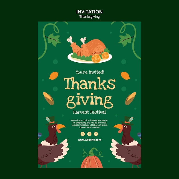 Free PSD thanksgiving celebration invitation template