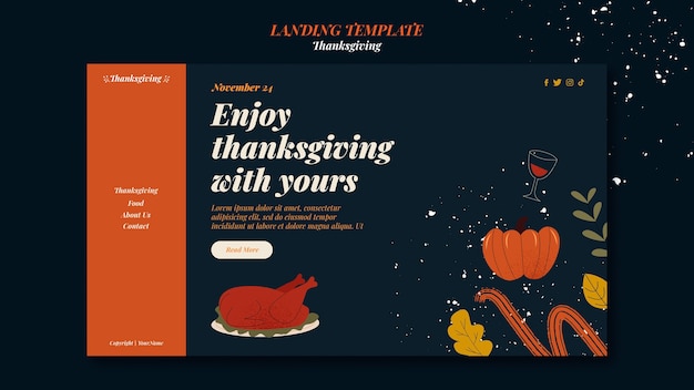 Free PSD thanksgiving celebration landing page