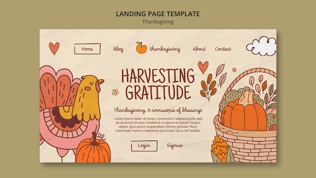 Free PSD thanksgiving celebration landing page