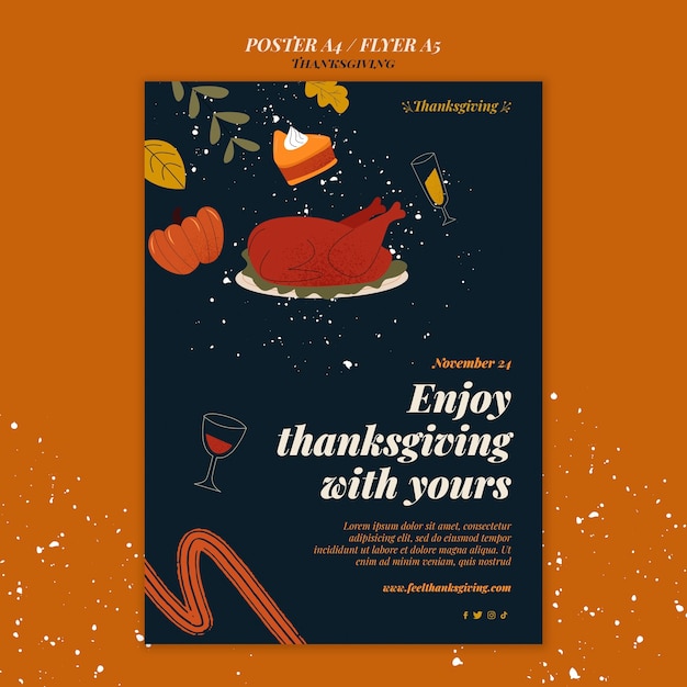 Free PSD thanksgiving celebration poster template