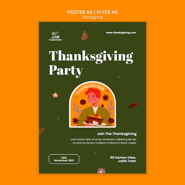 Free PSD thanksgiving celebration poster template