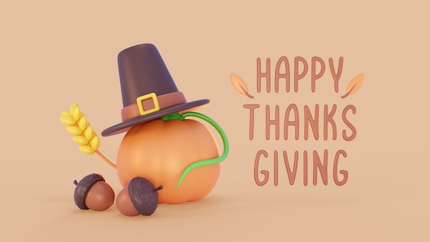 Free PSD thanksgiving compositions with pumpkin and hat