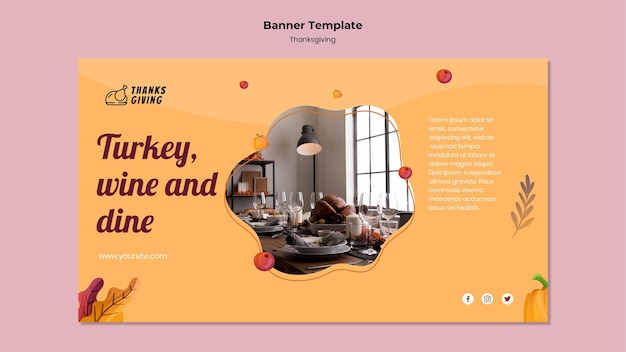 Free PSD thanksgiving day banner template with autumn details