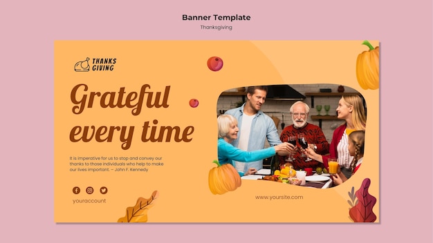 Free PSD thanksgiving day banner template with autumn details