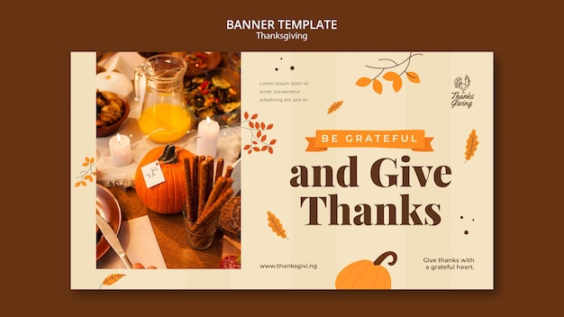 Free PSD thanksgiving day banner template with autumn details