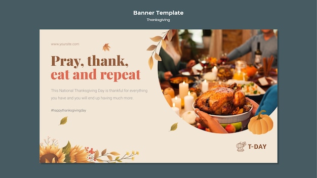 Free PSD thanksgiving day horizontal banner template