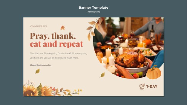 Thanksgiving day horizontal banner template