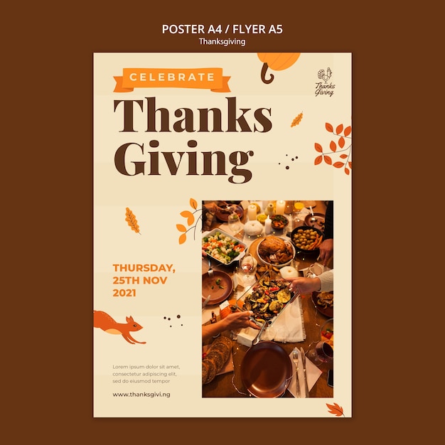 Thanksgiving day print template with autumn details