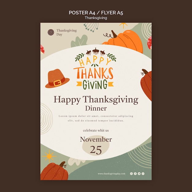 Thanksgiving day print template with autumnal details