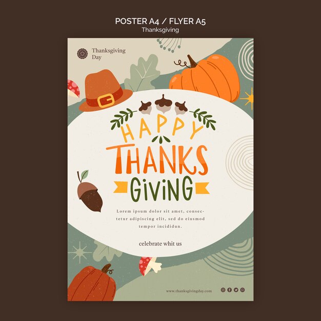 Thanksgiving day print template with autumnal details