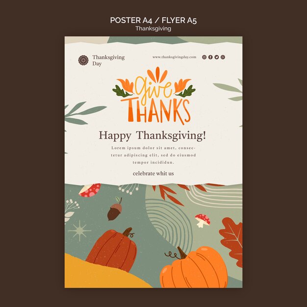 Thanksgiving day print template with autumnal details