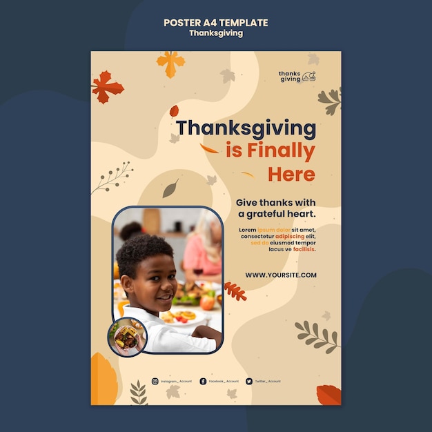 Thanksgiving day print template with leaves