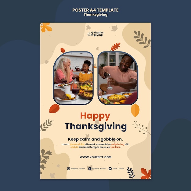 Thanksgiving day print template with leaves