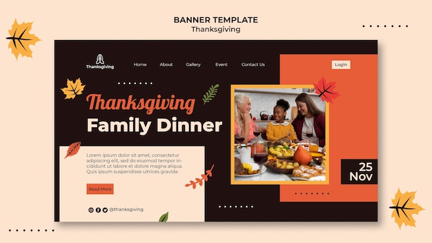 Free PSD thanksgiving design template of banner