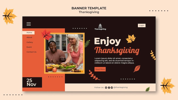 Free PSD thanksgiving design template of banner