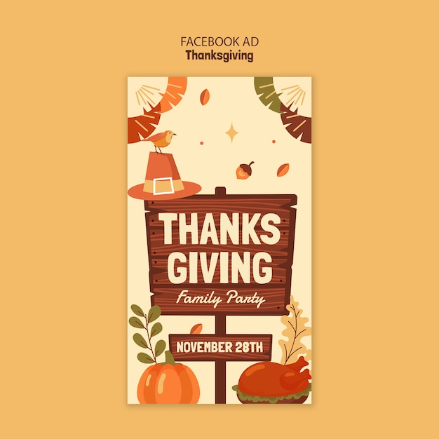 Free PSD thanksgiving facebook ad template design