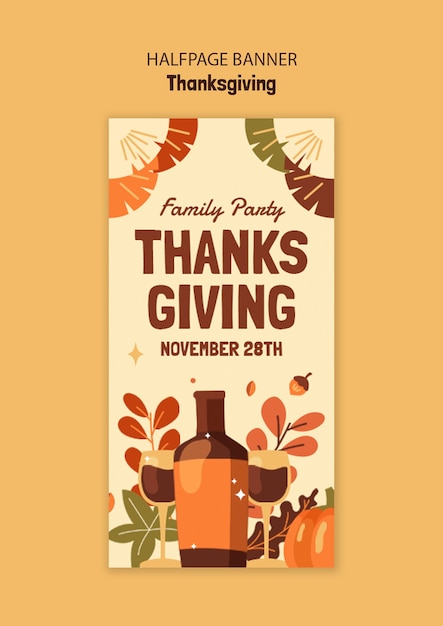 Free PSD thanksgiving halfpage banner template design