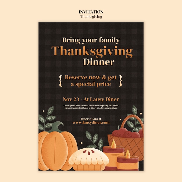 Free PSD thanksgiving invitation template design