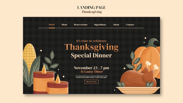 Free PSD thanksgiving landing page template design