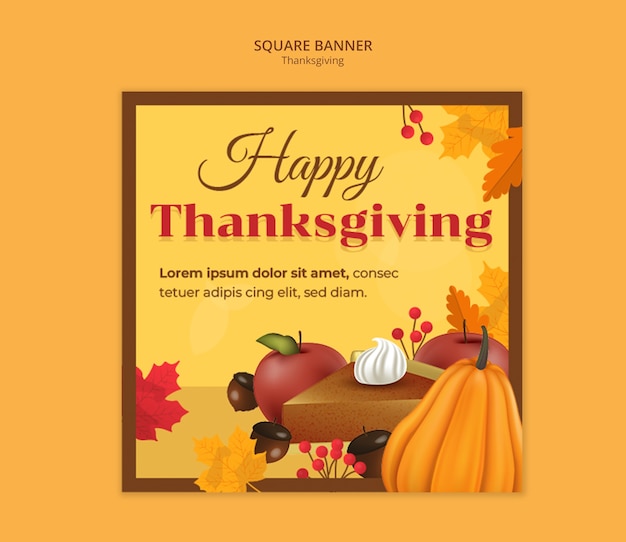 Free PSD thanksgiving square banner template design